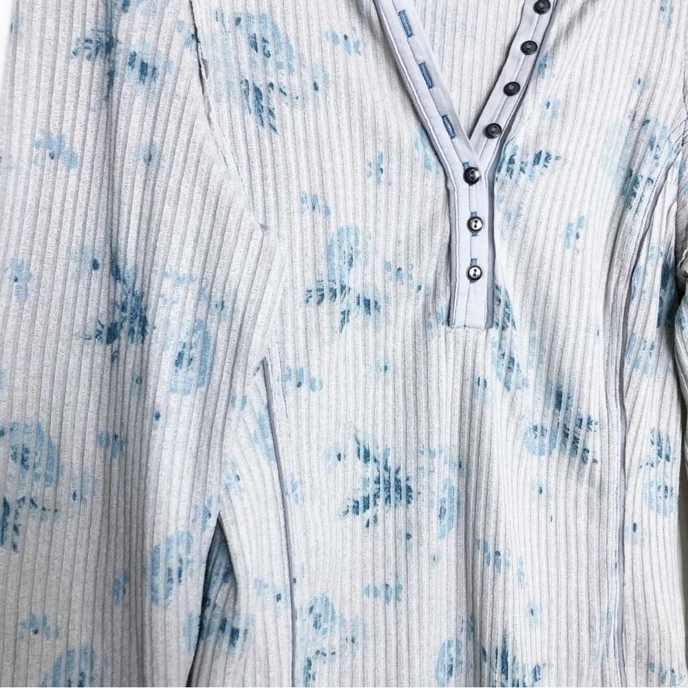 Free People Layer me Henley tie dye top with bell sleeves